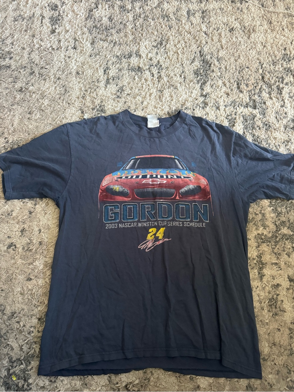 Vintage Jeff gordan Chase Authentics Navy Tee with Red Racecar Graphic